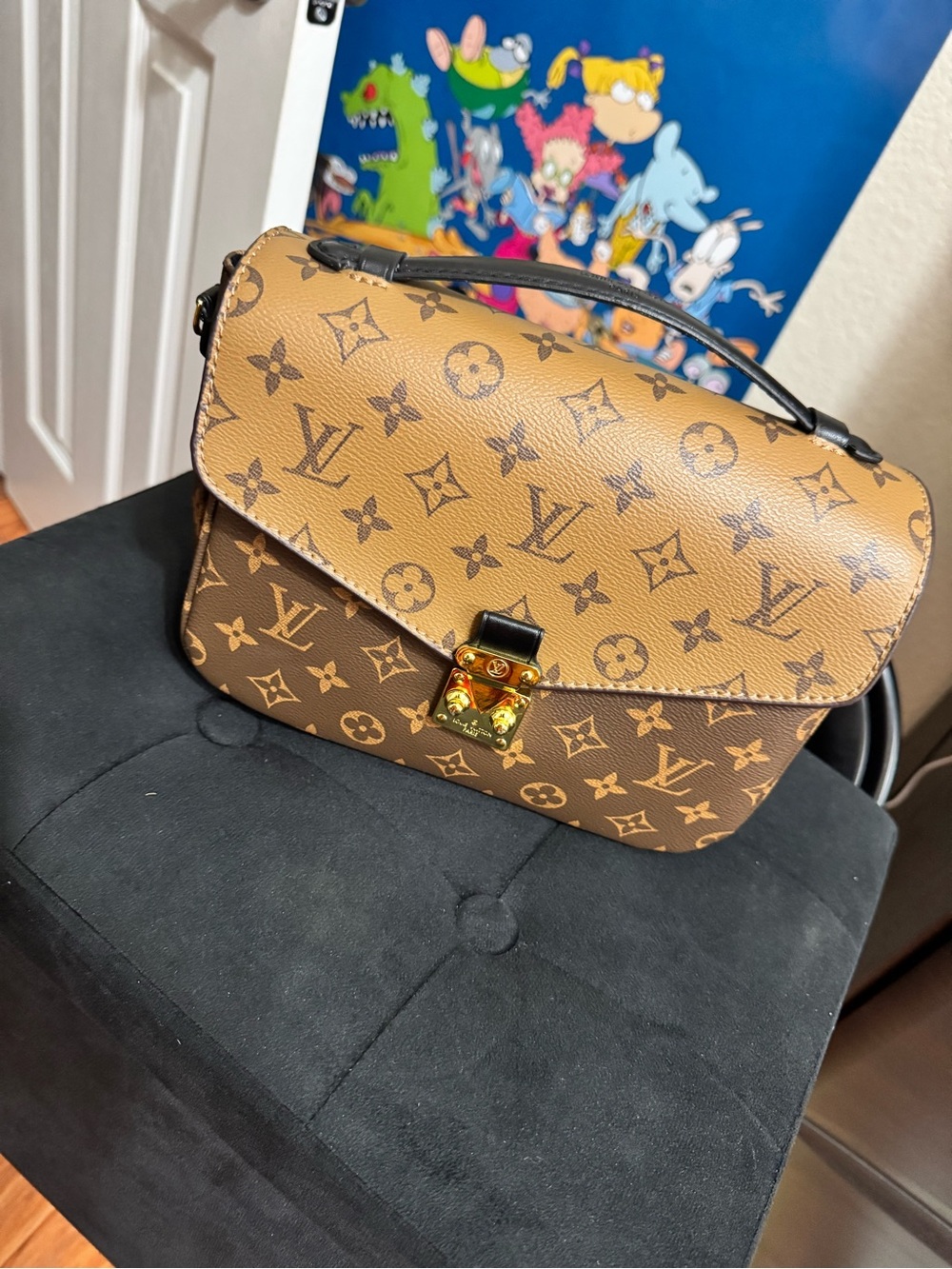 Louis Vuitton Brown Two-Tone Monogram Satchel with Gold Hardware
